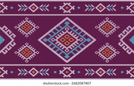 Südwesten nativen nahtlosen Muster ethnischen Stamm Aztec geometrische Navajo Native American Stoff Erde Ton Design Vektor für Stoffdruck