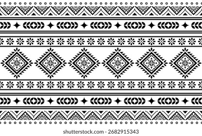 Patrón nativo del suroeste sin fisuras étnico tribal azteca geométrica Navajo Tela nativa americana Vector de diseño en blanco y negro para la impresión textil