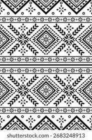 Southwest native seamless pattern ethnic tribal Aztec geometric Navajo Native American fabric black and white design vector for textile printing