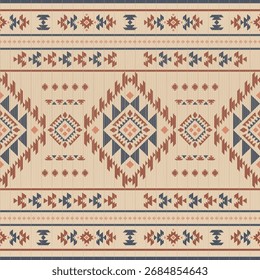 Southwest native seamless pattern ethnic tribal Aztec geometric Navajo Native American fabric earth tone design vector for textile printing