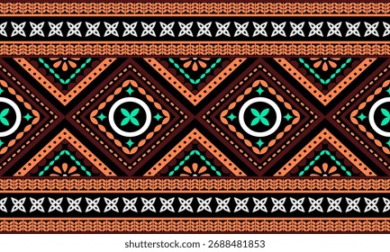 Vector de diseño colorido de la tela nativa americana nativa de Navajo geométrica azteca tribal étnica del patrón inconsútil del suroeste para la impresión textil