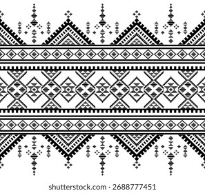 Southwest native seamless pattern ethnic tribal Aztec geometric Navajo Native American fabric black and white design vector for textile printing