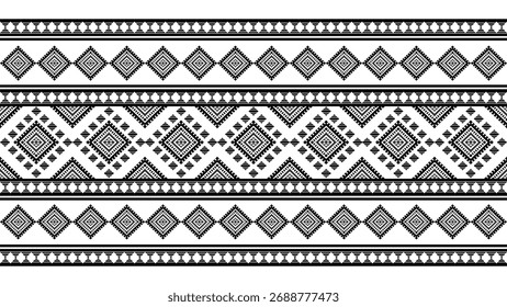 Sudoeste nativo sem emenda padrão étnico tribal asteca geométrica Navajo Nativo americano tecido preto e branco vetor de design para impressão têxtil