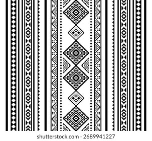 Southwest native seamless pattern ethnic tribal Aztec geometric Navajo Native American fabric black and white design vector for textile printing