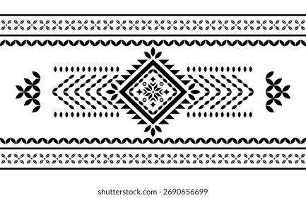 Patrón nativo del suroeste sin fisuras étnico tribal azteca geométrica Navajo Tela nativa americana Vector de diseño en blanco y negro para la impresión textil