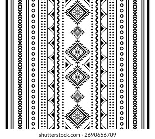 Südwesten nativen nahtlosen Muster ethnischen Stamm Aztec geometrische Navajo Native American Stoff schwarz-weiß Design Vektor für Stoffdruck