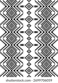 Sudoeste nativo sem emenda padrão étnico tribal asteca geométrica Navajo Nativo americano tecido preto e branco vetor de design para impressão têxtil