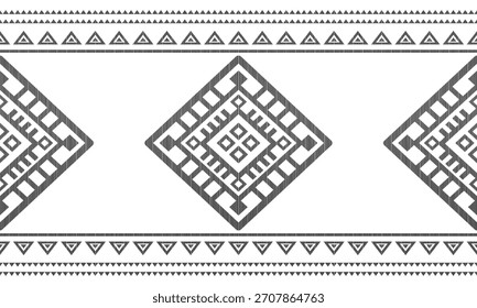 Patrón nativo del suroeste sin fisuras étnico tribal azteca geométrica Navajo Tela nativa americana Vector de diseño en blanco y negro para la impresión textil