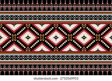 Southwest Patrón nativo sin costuras tribal étnico azteca geométrica Navajo Tela nativa americana Vector de diseño en blanco y negro para impresión textil