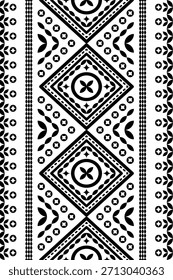 Patrón nativo del suroeste sin fisuras étnico tribal azteca geométrica Navajo Tela nativa americana Vector de diseño en blanco y negro para la impresión textil