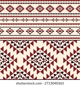 Vector nativo del diseño del tono de tierra de la tela nativa americana de Navajo geométrica azteca tribal étnica del patrón inconsútil del suroeste para la impresión textil