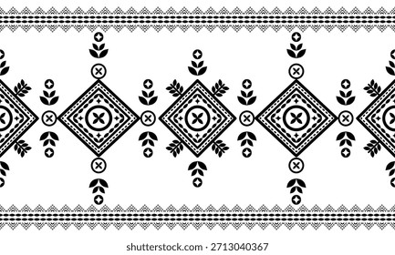 Patrón nativo del suroeste sin fisuras étnico tribal azteca geométrica Navajo Tela nativa americana Vector de diseño en blanco y negro para la impresión textil