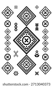 Patrón nativo del suroeste sin fisuras étnico tribal azteca geométrica Navajo Tela nativa americana Vector de diseño en blanco y negro para la impresión textil