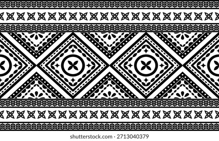 Patrón nativo del suroeste sin fisuras étnico tribal azteca geométrica Navajo Tela nativa americana Vector de diseño en blanco y negro para la impresión textil