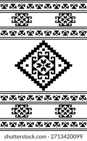 Patrón inconsútil nativo suroeste étnico tribal azteca pixel art geométrico Navajo Tela nativa americana Vector de diseño en blanco y negro para la impresión textil