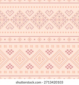 Patrón nativo del suroeste sin fisuras étnico tribal azteca pixel art geométrico Navajo Tela nativa americana Vector de diseño de tonos de tierra para la impresión textil