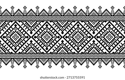 Patrón nativo del suroeste sin fisuras étnico tribal azteca geométrica Navajo Tela nativa americana Vector de diseño en blanco y negro para la impresión textil