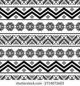 Patrón nativo del suroeste sin fisuras étnico tribal azteca geométrica Navajo Tela nativa americana Vector de diseño en blanco y negro para la impresión textil