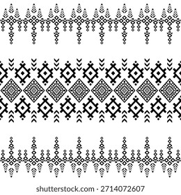 Patrón nativo del suroeste sin fisuras étnico tribal azteca geométrica Navajo Tela nativa americana Vector de diseño en blanco y negro para la impresión textil