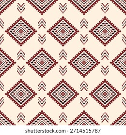 Vector nativo del diseño del tono de tierra de la tela nativa americana de Navajo geométrica azteca tribal étnica del patrón inconsútil del suroeste para la impresión textil
