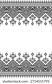 Patrón nativo del suroeste sin fisuras étnico tribal azteca geométrica Navajo Tela nativa americana Vector de diseño en blanco y negro para la impresión textil