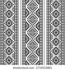 Patrón nativo del suroeste sin fisuras étnico tribal azteca geométrica Navajo Tela nativa americana Vector de diseño en blanco y negro para la impresión textil