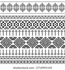 Patrón nativo del suroeste sin fisuras étnico tribal azteca geométrica Navajo Tela nativa americana Vector de diseño en blanco y negro para la impresión textil