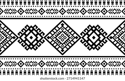 Patrón nativo del suroeste sin fisuras étnico tribal azteca geométrica Navajo Tela nativa americana Vector de diseño en blanco y negro para la impresión textil