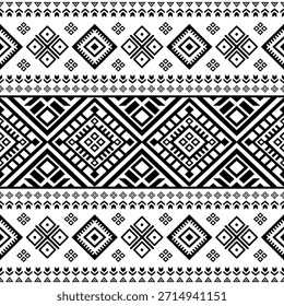 Patrón nativo del suroeste sin fisuras étnico tribal azteca geométrica Navajo Tela nativa americana Vector de diseño en blanco y negro para la impresión textil