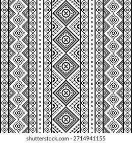 Patrón nativo del suroeste sin fisuras étnico tribal azteca geométrica Navajo Tela nativa americana Vector de diseño en blanco y negro para la impresión textil