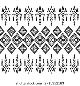 Patrón nativo del suroeste sin fisuras étnico tribal azteca geométrica Navajo Tela nativa americana Vector de diseño en blanco y negro para la impresión textil