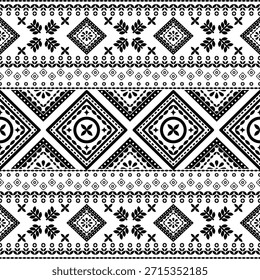 Sudoeste nativo sem emenda padrão étnico tribal asteca geométrica Navajo Nativo americano tecido preto e branco vetor de design para impressão têxtil