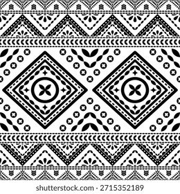 Patrón nativo del suroeste sin fisuras étnico tribal azteca geométrica Navajo Tela nativa americana Vector de diseño en blanco y negro para la impresión textil