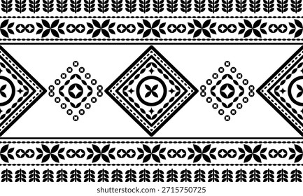 Patrón nativo del suroeste sin fisuras étnico tribal azteca geométrica Navajo Tela nativa americana Vector de diseño en blanco y negro para la impresión textil