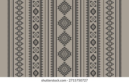 Patrón nativo del suroeste sin fisuras étnico tribal azteca pixel art geométrico Navajo Tela nativa americana Vector de diseño de tonos de tierra para la impresión textil