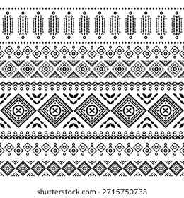 Patrón nativo del suroeste sin fisuras étnico tribal azteca geométrica Navajo Tela nativa americana Vector de diseño en blanco y negro para la impresión textil