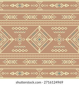 Vector nativo del diseño del tono de tierra de la tela nativa americana de Navajo geométrica azteca tribal étnica del patrón inconsútil del suroeste para la impresión textil