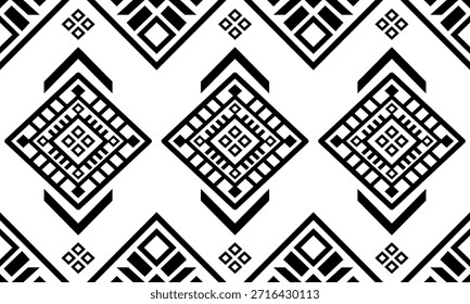 Patrón nativo del suroeste sin fisuras étnico tribal azteca geométrica Navajo Tela nativa americana Vector de diseño en blanco y negro para la impresión textil