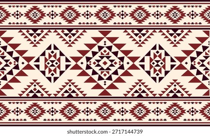 Southwest native seamless pattern ethnic tribal Aztec geometric Navajo Native American fabric earth tone design vector for textile printing