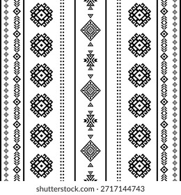 Patrón nativo del suroeste sin fisuras étnico tribal azteca geométrica Navajo Tela nativa americana Vector de diseño en blanco y negro para la impresión textil