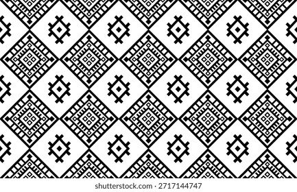 Patrón nativo del suroeste sin fisuras étnico tribal azteca geométrica Navajo Tela nativa americana Vector de diseño en blanco y negro para la impresión textil