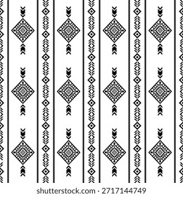 Patrón nativo del suroeste sin fisuras étnico tribal azteca geométrica Navajo Tela nativa americana Vector de diseño en blanco y negro para la impresión textil