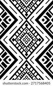 Patrón nativo del suroeste sin fisuras étnico tribal azteca geométrica Navajo Tela nativa americana Vector de diseño en blanco y negro para la impresión textil
