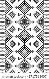 Patrón nativo del suroeste sin fisuras étnico tribal azteca geométrica Navajo Tela nativa americana Vector de diseño en blanco y negro para la impresión textil