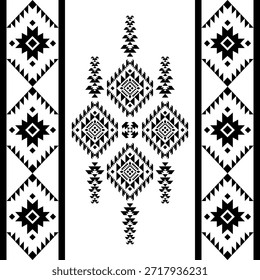 Patrón nativo del suroeste sin fisuras étnico tribal azteca geométrica Navajo Tela nativa americana Vector de diseño en blanco y negro para la impresión textil