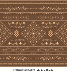 Sudoeste nativo sem costura padrão étnico tribal asteca pixel art geométrico Navajo nativo americano tecido terráqueo vetor de design para impressão têxtil