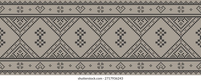 Patrón nativo del suroeste sin fisuras étnico tribal azteca pixel art geométrico Navajo Tela nativa americana Vector de diseño de tonos de tierra para la impresión textil