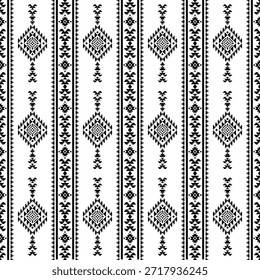 Patrón nativo del suroeste sin fisuras étnico tribal azteca geométrica Navajo Tela nativa americana Vector de diseño en blanco y negro para la impresión textil