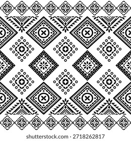 Patrón nativo del suroeste sin fisuras étnico tribal azteca geométrica Navajo Tela nativa americana Vector de diseño en blanco y negro para la impresión textil