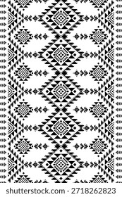 Patrón nativo del suroeste sin fisuras étnico tribal azteca geométrica Navajo Tela nativa americana Vector de diseño en blanco y negro para la impresión textil